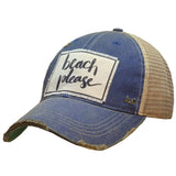 Beach Please Distressed Ball Cap