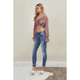 Kan Can Casey Mid Rise Skinny Jean with Frayed Cuff