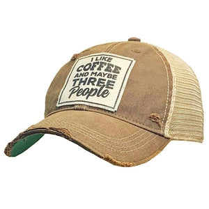 I Like Coffee & Maybe 3 People Distressed Ball Cap