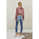 Kan Can Casey Mid Rise Skinny Jean with Frayed Cuff